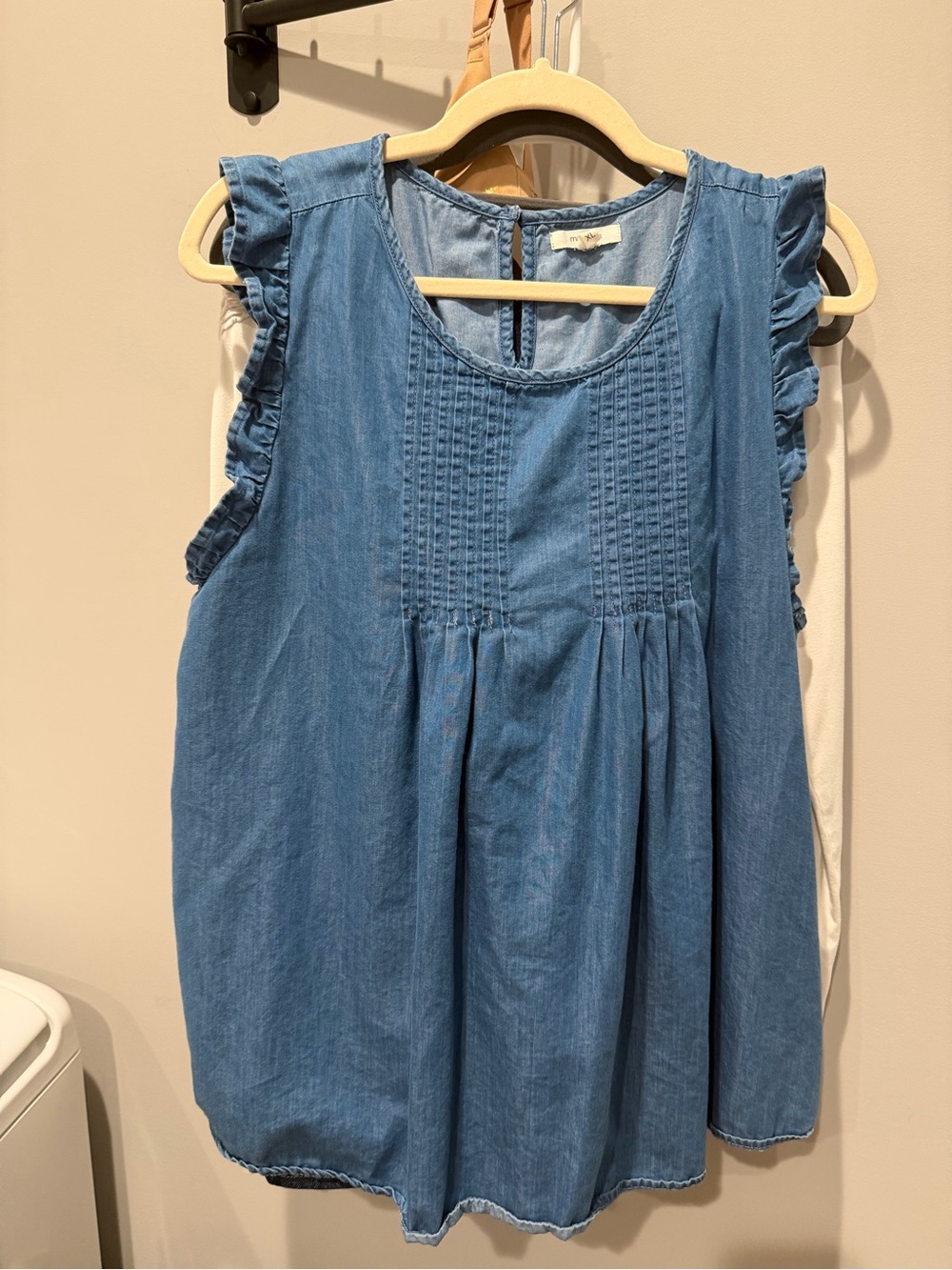Maurices Light Denim Button-Back Tank in Blue